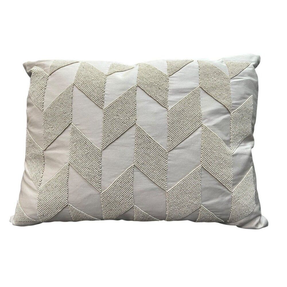 Ralph Lauren Lucia Herringbone Beaded Decorative Pillow GREY NEW $285